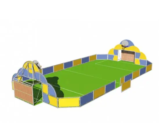Illustration vectorielle d'un petit terrain polyvalent pour le football, le basket et le handball.